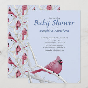 Blauwe Moderne Kerst Kardinaalvogel Baby Shower Kaart