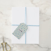 Blauwe moderne kleine bloemen cadeaulabel (Met Touw)