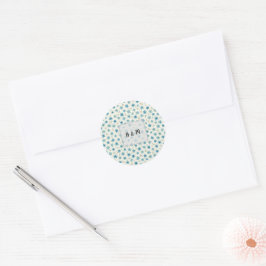 Blauwe moderne kleine bloemen ronde sticker