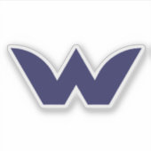 Blauwe moderne letter W monogram Sticker (Voorkant)