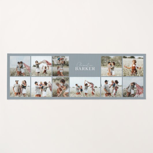 Blauwe moderne minimale elegante multi fotocollage yogamat (Voorkant (horizontaal))