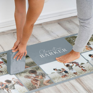 Blauwe moderne minimale elegante multi fotocollage yogamat