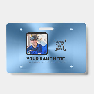 Blauwe moderne minimalistische professionele foto  badge