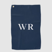 Blauwe Moderne Monogram Golfhanddoek (Voorkant)