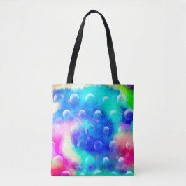 Blauwe, moderne, mooie bubbels abstracte trendy tote bag