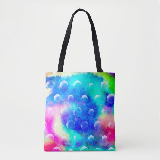 Blauwe, moderne, mooie bubbels abstracte trendy tote bag (Voorkant)