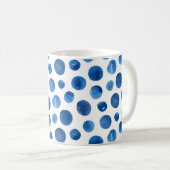 Blauwe moderne polka dot. Waterverf van de zeemach Koffiemok (Voorkant rechts)
