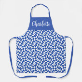Blauwe moderne retro spiraal geruite aangepaste na schort (Voorkant)