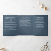 Blauwe Moderne Script Uitvaart/Herdenkingsdienst Drieluik Programma (Binnen)