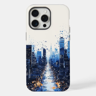 Blauwe moderne stadsstraat iPhone 15 pro max case