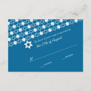 Blauwe moderne sterren van David Bar Mitzvah RSVP- RSVP Kaartje