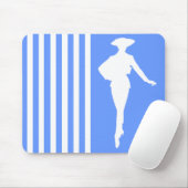 Blauwe moderne strepen met Mode Silhouette Muismat (Met muis)