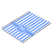 Blauwe Moderne Stripe met Monogram Notitieboek (Linkerzijde)