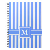 Blauwe Moderne Stripe met Monogram Notitieboek (Voorkant)