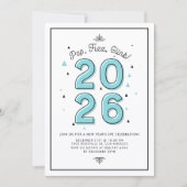 Blauwe moderne Typografie 2022 Nieuwjaarsfeest Kaart (Voorkant)