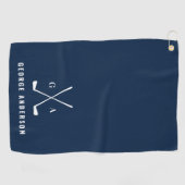 Blauwe moderne typografie initialen monogram elega golfhanddoek (Horizontaal)