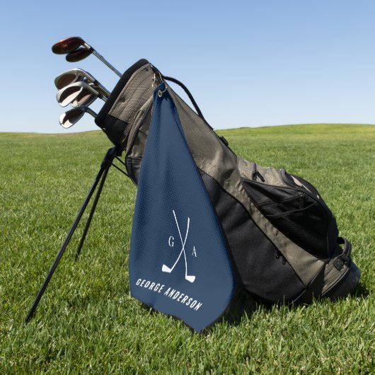 Blauwe moderne typografie initialen monogram elega golfhanddoek (Groen)