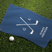 Blauwe moderne typografie initialen monogram elega golfhanddoek