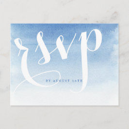 Blauwe moderne waterverf nautische strand bruiloft uitnodiging briefkaart