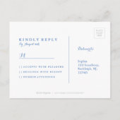 Blauwe moderne waterverf nautische strand bruiloft uitnodiging briefkaart (Achterkant)