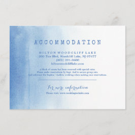 Blauwe moderne waterverf strand bruiloft accommoda informatiekaartje