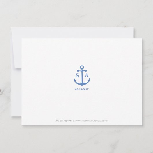 Blauwe moderne waterverf strand bruiloft receptie  kaart (Achterkant)