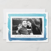 Blauwe moderne Waterverf Twee kerstdagen Feestdagenkaart (Voorkant)