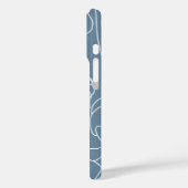 Blauwe Moderne Waterverf Wildbloem Naam Monogram Case-Mate iPhone Case (Achterkant / Links)