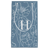 Blauwe Moderne Wilde Bloem Monogram Klein Cadeauzakje (Voorkant)