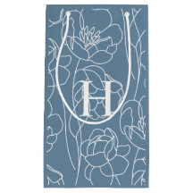 Blauwe Moderne Wilde Bloem Monogram