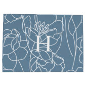Blauwe Moderne Wilde Bloem Monogram Naam Groot Cadeauzakje (Achterkant)