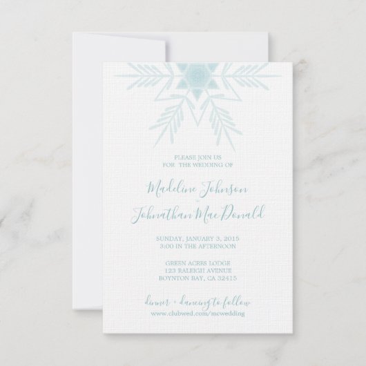 blauwe moderne WINTER WONDERLAND bruiloft Kaart (Voorkant)