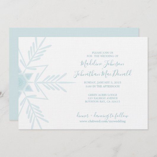 blauwe moderne WINTER WONDERLAND bruiloft uitnodig Kaart (Voorkant / Achterkant)
