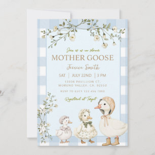 Blauwe Moeder Gans Baby Shower Jongen Kaart