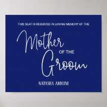 Blauwe Moeder Groom Reserved Seat Memorial Weddens