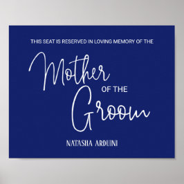 Blauwe Moeder Groom Reserved Seat Memorial Weddens Poster