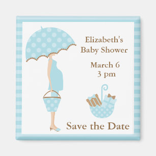 Blauwe moeder om met paraplu te zijn magneet