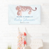 Blauwe Moeder Tijger & Cub Baby shower Banner (Insitu)