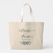 Blauwe Moeder van de bruid Floral gepersonaliseerd Grote Tote Bag (Achterkant)