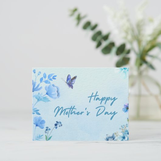 Blauwe Moederdag Briefkaart (Staand voorkant)
