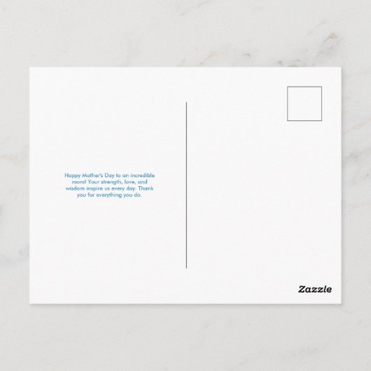 Blauwe Moederdag Briefkaart (Achterkant)