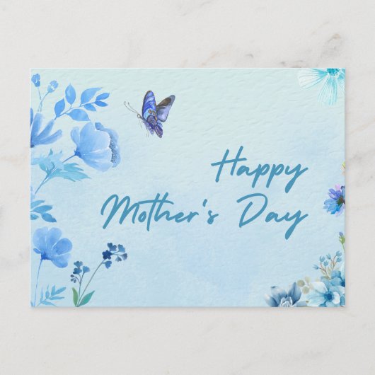 Blauwe Moederdag Briefkaart (Voorkant)