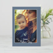 Blauwe moederdag foto Feestdagen Kaart (Staand voorkant)