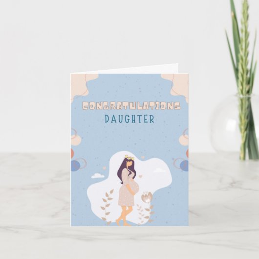 Blauwe Moederdag Kaart voor zwangere dochter (Voorkant)