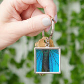 Blauwe moerasstaart (Papilio ulysses) Sleutelhanger (Hand)