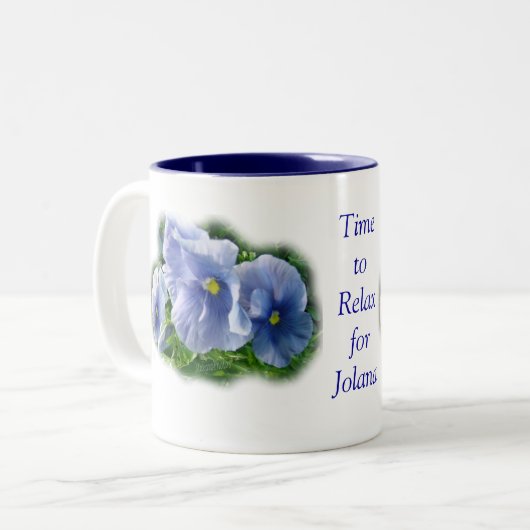 Blauwe Mok-pas en personaliseer Tweekleurige Koffiemok (Voorkant links)