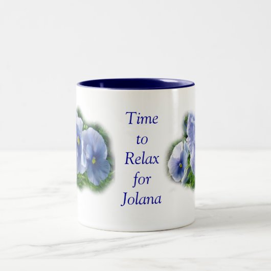 Blauwe Mok-pas en personaliseer Tweekleurige Koffiemok (Center)