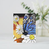 blauwe monarch briefkaart (Staand voorkant)