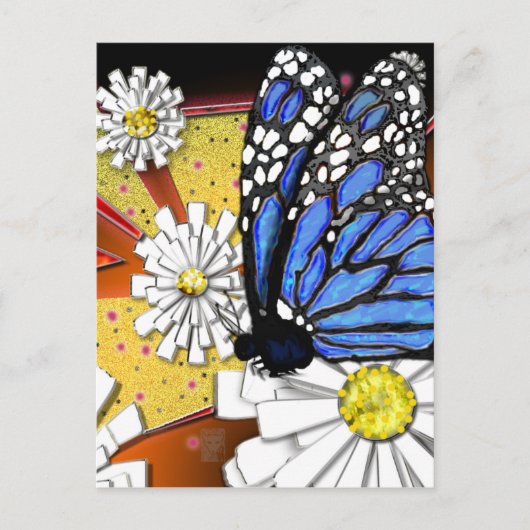 blauwe monarch briefkaart (Voorkant)