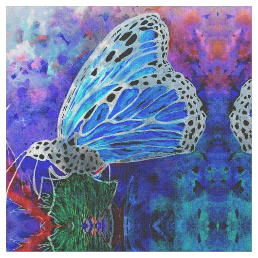 Blauwe monarch Kaleidoscoop Stof (Close Up)